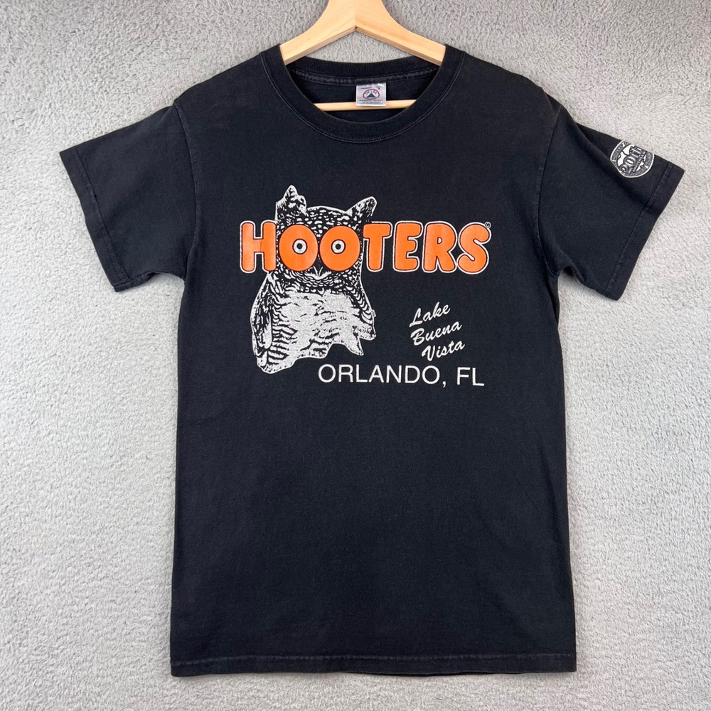 Hooters Orlando‎ Lake Buena Vista 20th Anniversary Black T Shirt Mens Small